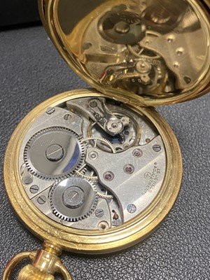 Lot 842 - EIGHTEEN CARAT GOLD CASED FULL HUNTER POCKET WATCH
