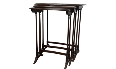 Lot 258 - MAHOGANY NEST OF THREE TABLES