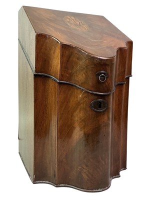 Lot 683 - GEORGE III MAHOGANY KNIFE BOX