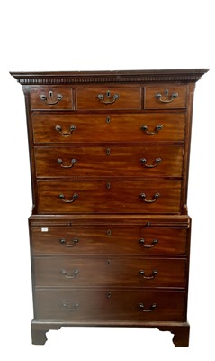 Lot 687 - GEORGE III STYLE MAHOGANY CHEST ON CHEST