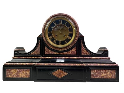 Lot 691 - LARGE VICTORIAN BLACK SLATE MANTEL CLOCK