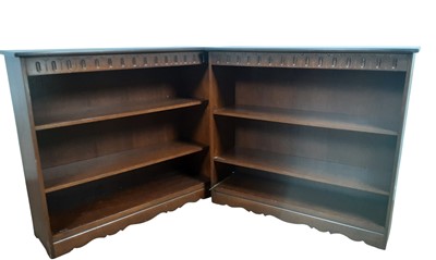 Lot 692 - PAIR OF STAINED WOOD BOOKCASES