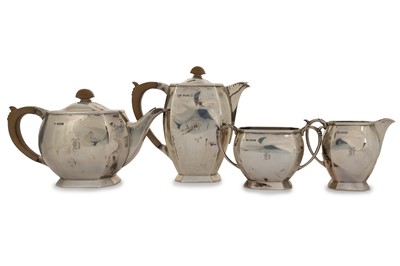 Lot 8 - GEORGE VI ART DECO SILVER FOUR PIECE TEA AND COFFEE SERVICE