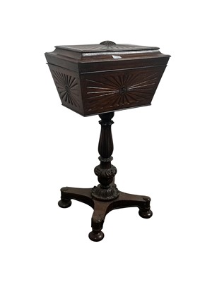 Lot 1548 - ANGLO INDIAN CARVED MAHOGANY TEAPOY