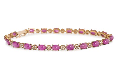 Lot 607 - RUBY AND WHITE SAPPHIRE BRACELET