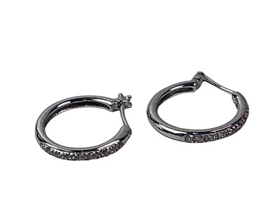 Lot 635 - PAIR OF GOLD AND DIAMOND HOOP EARRINGS