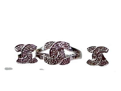 Lot 636 - CHANEL DIAMOND SET DRESS RING.