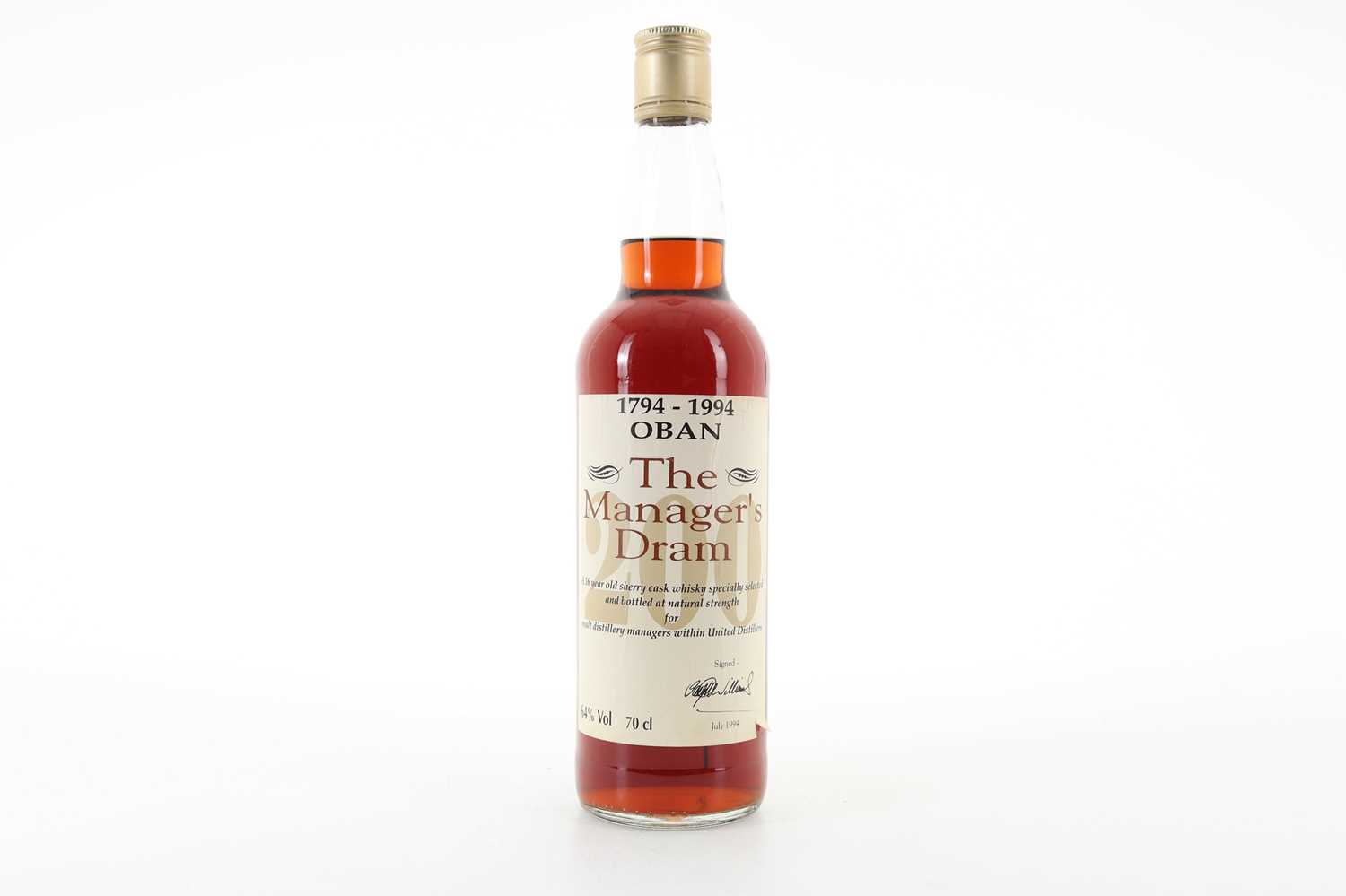 Lot 249 - OBAN 16 YEAR OLD MANAGER'S DRAM 200TH ANNIVERSARY