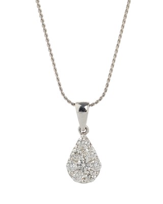 Lot 623 - DIAMOND PEAR SHAPED PENDANT