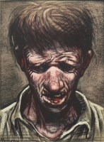 Lot 338 - * PETER HOWSON OBE, YOUNG DOSSER pastel on...