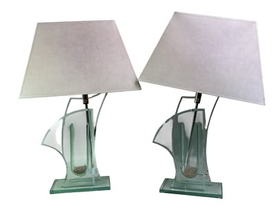 Lot 750 - PAIR OF MODERN GLASS TABLE LAMPS