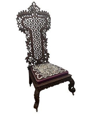 Lot 894 - PAIR OF ANGLO INDIAN HALL CHAIRS