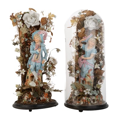 Lot 1587 - PAIR OF CONTINENTAL BISQUE PORCELAIN FIGURE DISPLAYS