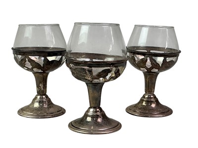 Lot 789 - SET OF SIX STERLING SILVER LIQUOR GLASSES