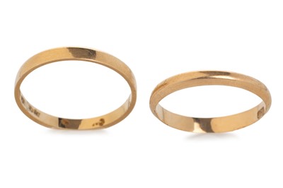 Lot 676 - TWO WEDDING BANDS