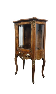 Lot 1591 - LOUIS XV STYLE WALNUT VITRINE