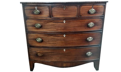 Lot 1592 - GEORGE III MAHOGANY BOWFRONTED CHEST OF DRAWERS
