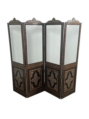 Lot 904 - INDIAN MAHOGANY FOLDING DRESSING SCREEN