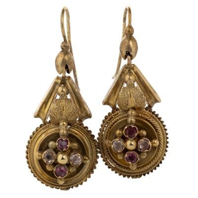Lot 694 - PAIR OF VICTORIAN GEM SET EARRINGS