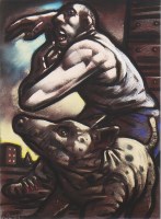 Lot 377 - * PETER HOWSON OBE, TORMENTED pastel on paper,...