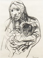 Lot 378 - * PETER HOWSON OBE, MOTHER & BABY (Famine...