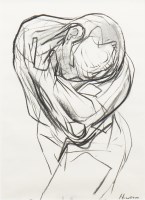 Lot 380 - * PETER HOWSON OBE, CONTORTED FIGURE charcoal...