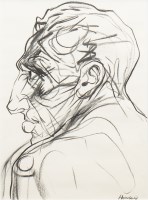 Lot 382 - * PETER HOWSON OBE, TURNING BACK charcoal on...