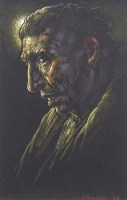 Lot 385 - * PETER HOWSON OBE, THE FIRST STEP II pastel...