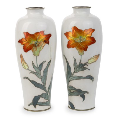 Lot 914 - OTA JINNOEI, PAIR OF JAPANESE CLOISONNÉ VASES