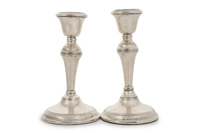 Lot 51 - PAIR OF ELIZABETH II SILVER CANDLESTICKS