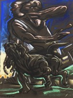 Lot 393 - * PETER HOWSON OBE, MAD DOGS pastel on paper,...