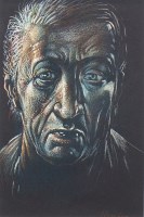 Lot 394 - * PETER HOWSON OBE, THE WISE DOSSER pastel on...