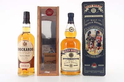 Lot 362 - KNOCKANDO 1984 VINTAGE AND GLEN MORAY 16 YEAR OLD BLACK WATCH 1L