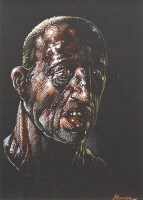 Lot 398 - * PETER HOWSON OBE, LONG TERM DOSSER pastel on...
