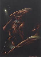 Lot 399 - * PETER HOWSON OBE, THE SECOND STEP pastel on...
