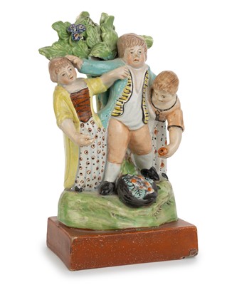 Lot 1800 - VICTORIAN STAFFORDSHIRE GROUP OF 'THE CONTEST'