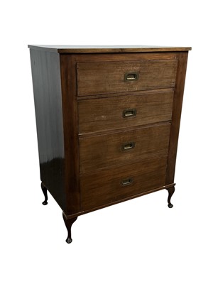 Lot 83 - MAHOGANY CAMPAIGN STYLE CHEST OF FOUR DRAWERS