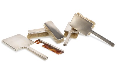 Lot 92 - GEORGE V ART DECO SILVER VANITY SET