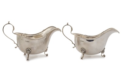 Lot 102 - PAIR OF GEORGE V SILVER SAUCE BOATS