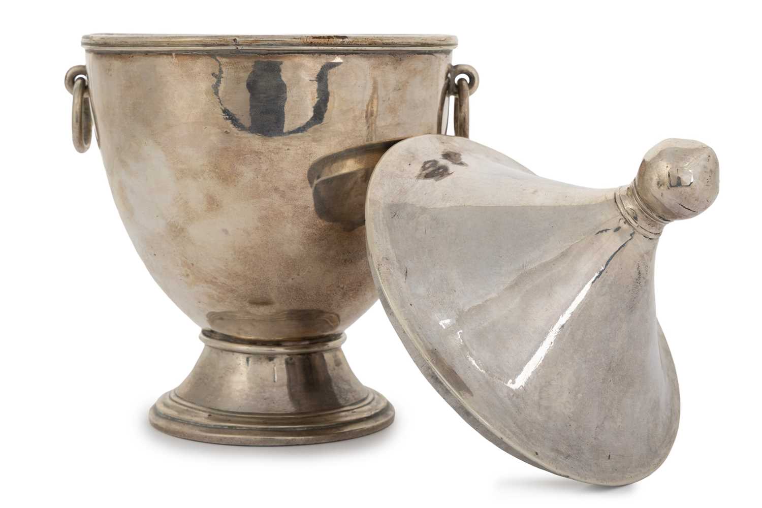 Lot 114 - CONTINENTAL SILVER LIDDED SUGAR BASKET