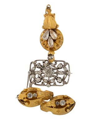 Lot 672 - TWO GEM SET BROOCHES AND A PENDANT