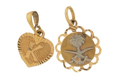Lot 696 - TWO GOLD PENDANTS
