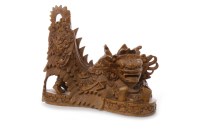 Lot 535 - EARLY 20TH CENTURY CHINESE CARVED WOOD FOE DOG...