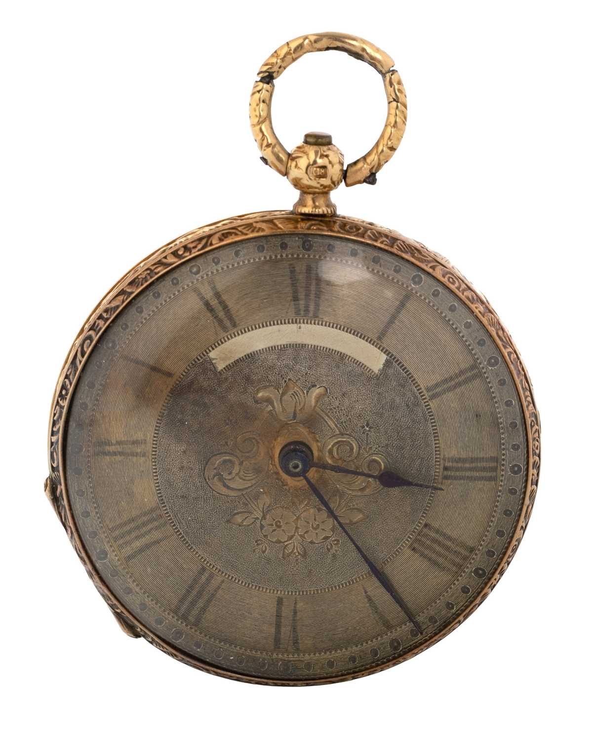 Lot 874 - GOLD CASED OPEN FACE FOB WATCH