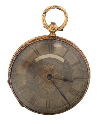 Lot 874 - GOLD CASED OPEN FACE FOB WATCH