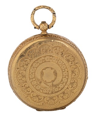 Lot 874 - GOLD CASED OPEN FACE FOB WATCH