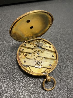 Lot 874 - GOLD CASED OPEN FACE FOB WATCH