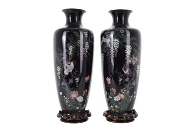 Lot 925 - PAIR OF JAPANESE CLOISONNE VASES
