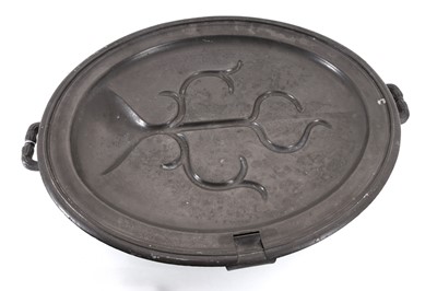Lot 1703 - GEORGIAN PEWTER WARMING TRAY