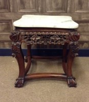 Lot 544 - CHINESE HARDWOOD MARBLE TOPPED SIDE TABLE the...